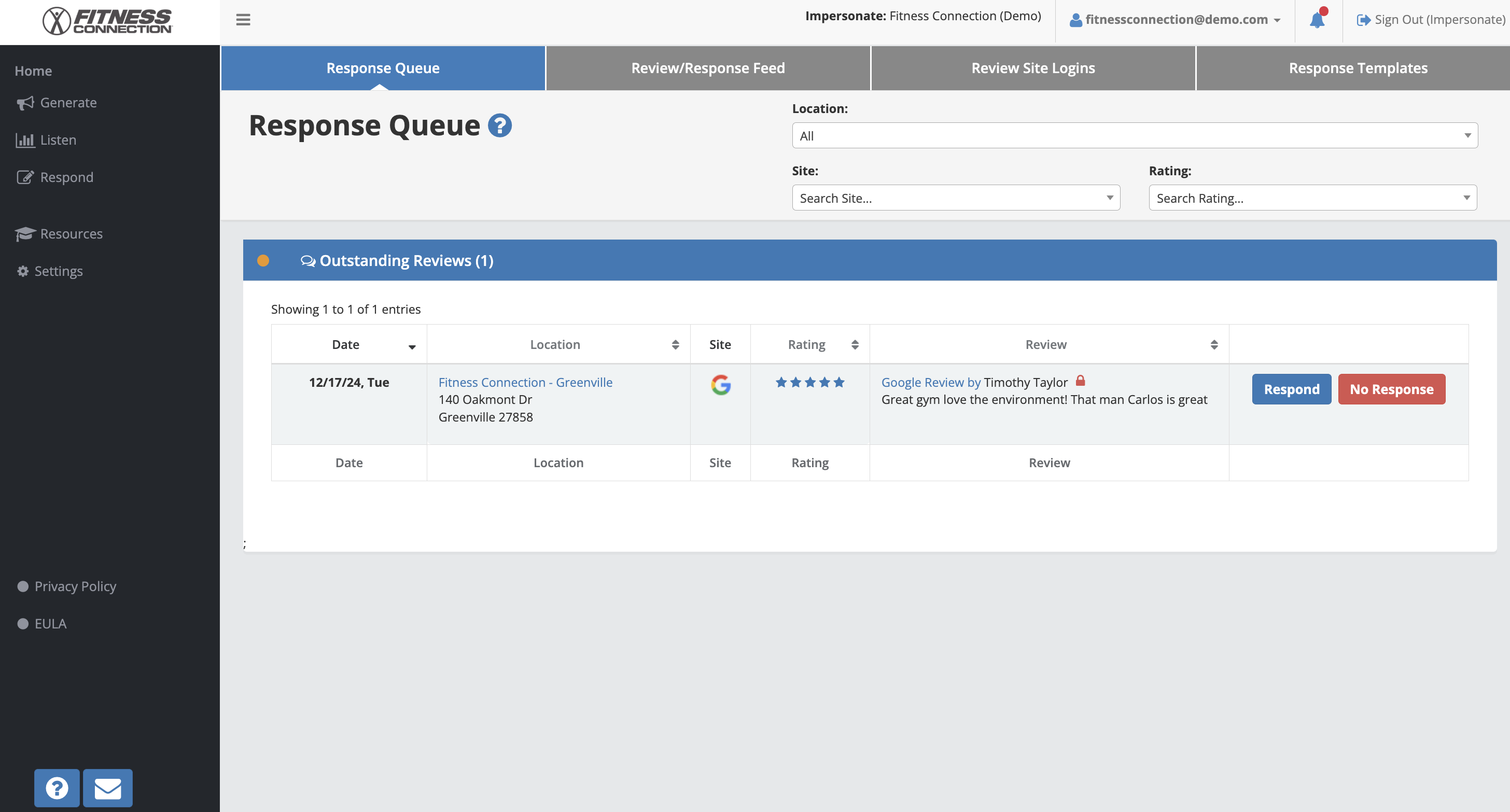 Response Queue screenshot